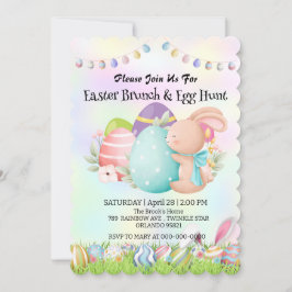 Regnbågshusjakt på ägg Glad påsk Party Inbjudningar