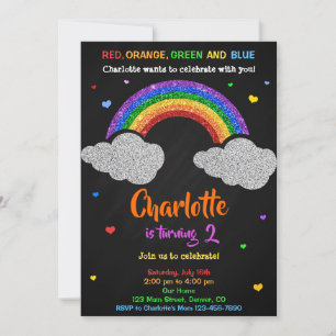 Regnbågsinbjudan Glitter rainbow inbjudan