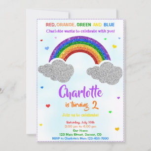 Regnbågsinbjudan Glitter rainbow inbjudan