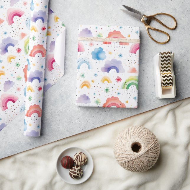 Regnbågsinpackningspapper, Färgglatt presentpapper (Hantverk)
