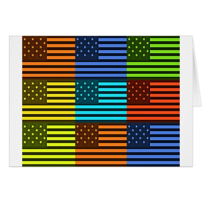 Regnbågsinspirerad amerikansk Motif Flagga Design Hälsningskort (Framsidan Horizontal)
