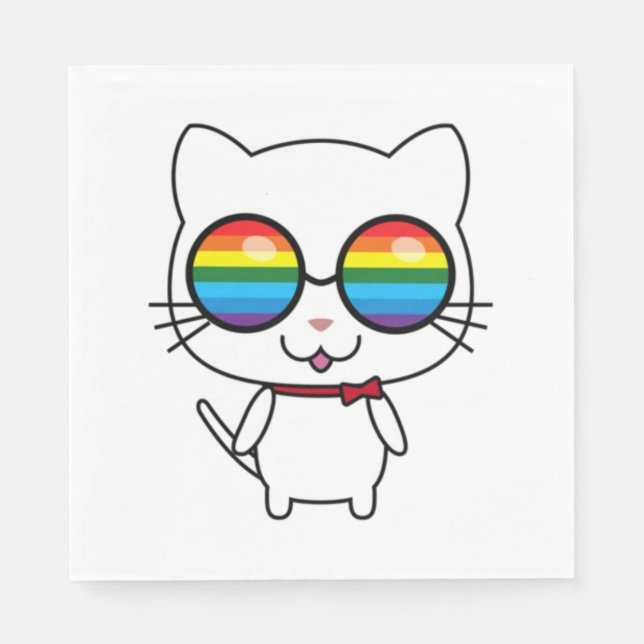 Regnbågsision Pride Katt Pappersservett (Framsidan)