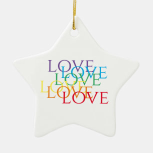 REGNBÅGSKÄRLEK Keramisk Stjärna Ornament