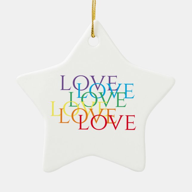 REGNBÅGSKÄRLEK Keramisk Stjärna Ornament (Framsidan)