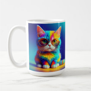 Regnbågskatt Med Glasögon Porträtt-47567 Kaffemugg