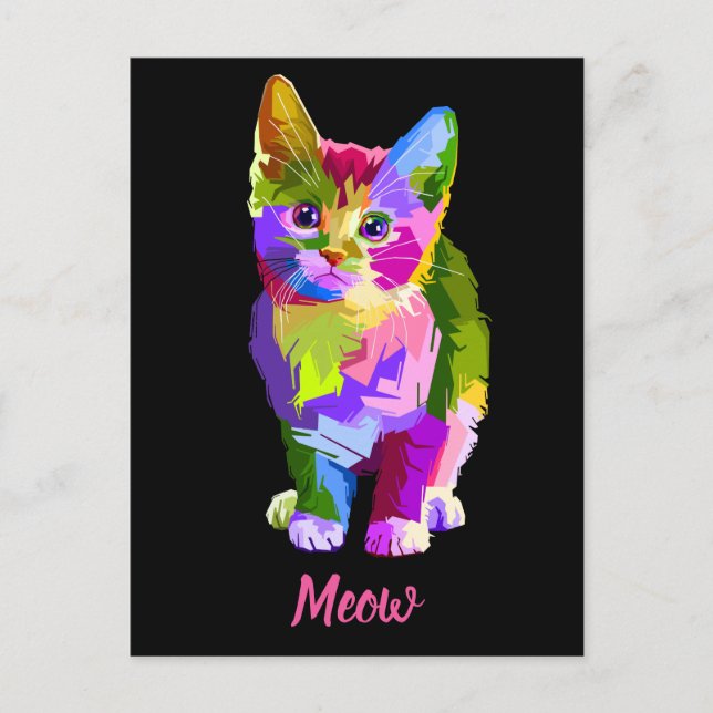 regnbågskatt mej vykort (Framsida)