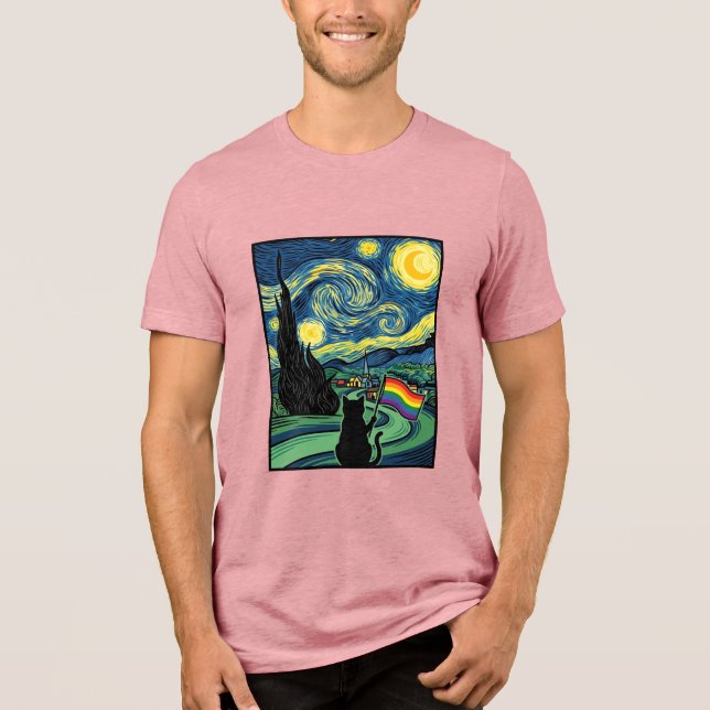 Regnbågskatt Natt Landskapsvektor Tröja Design_1 (Framsida)