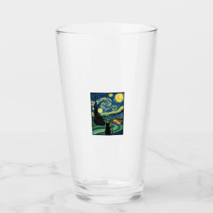 Regnbågskatt Natt Landskapsvektor Tröja Design_1 Glaskopp
