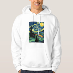 Regnbågskatt Natt Landskapsvektor Tröja Design_1 Hoodie