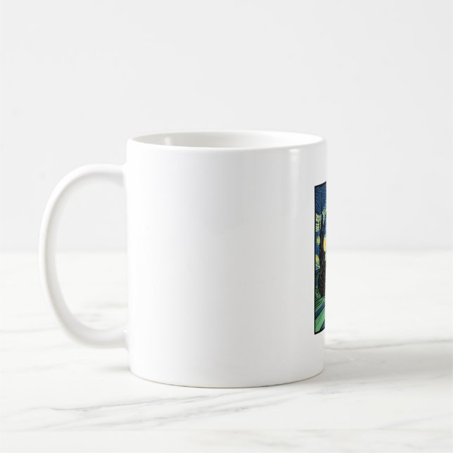 Regnbågskatt Natt Landskapsvektor Tröja Design_1 Kaffemugg (Vänster)