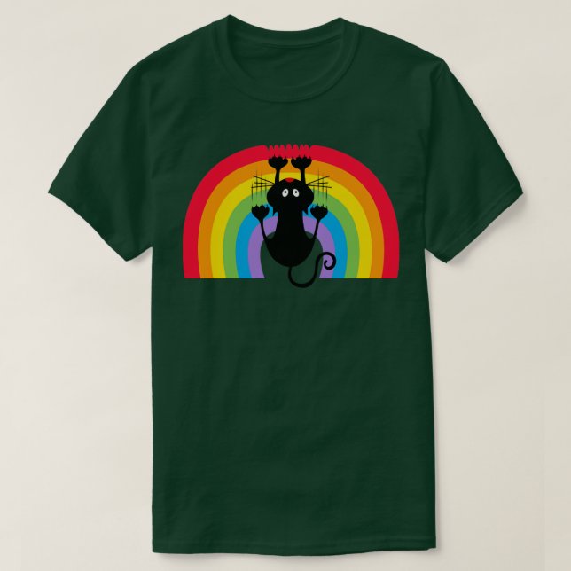 regnbågskatt rolig katt på regnbågen t shirt (Design framsida)