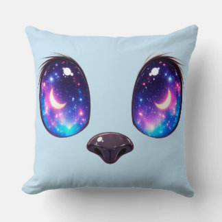 Regnbågskatta ögon Kawaii katt ansikte illustratio Kudde