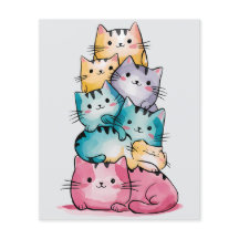 Regnbågskatter Minimalistisk Konstpapper - Söt Tec