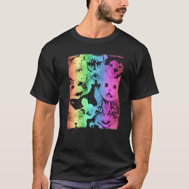 Regnbågskattfamilj T Shirt (Framsida)
