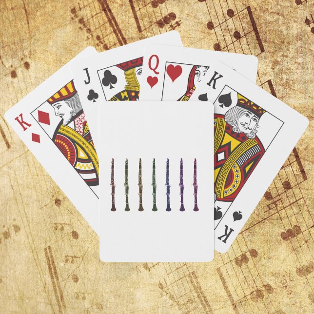 Regnbågsklarinett Design för Musiker Casinokort (A deck of playing cards with a rainbow lineup of clarinets)