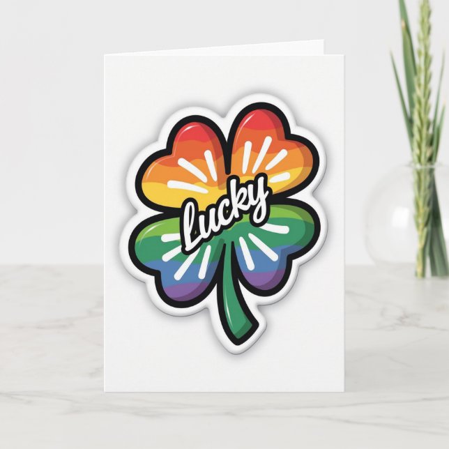 Regnbågsklöver Lucky Card Kort (Framsida)