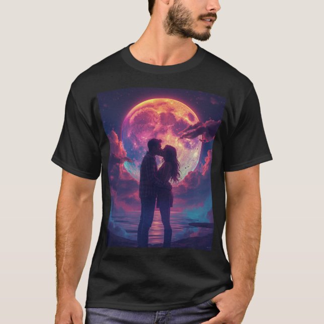 Regnbågskyss under månljus t shirt (Framsida)