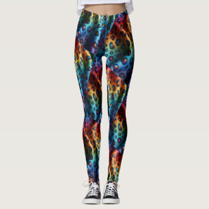 Regnbågslädertryckta Leggings Djärva Färgglada