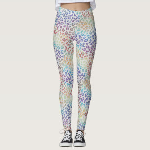 Regnbågslädertryckta Leggings Djärva Färgglada