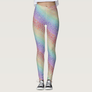 Regnbågslädertryckta Leggings Djärva Färgglada