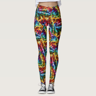 Regnbågslädertryckta Leggings Psykedelisk