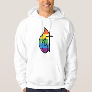 Regnbågslåga Kors Vintage Kristall Vektor Design Hoodie