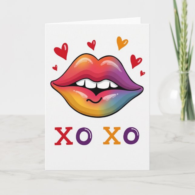 Regnbågsläppar Xo Xo Kärlekskort Kort (Framsida)