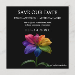 🌈 Regnbågslilja Save the Date — Fyrkantig Spara Datumet