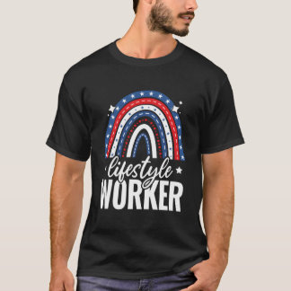 Regnbågslivsstilsarbetare 4:e juli Usa Amerika P T Shirt