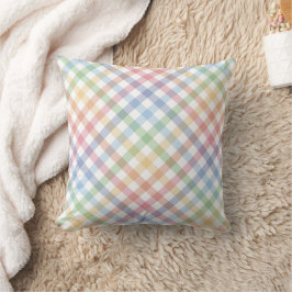 Regnbågslödt söt pastel vår gingham kudde