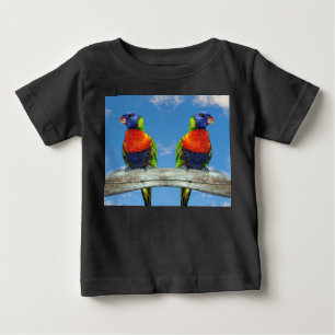 Regnbågsloriketter två på gren t shirt