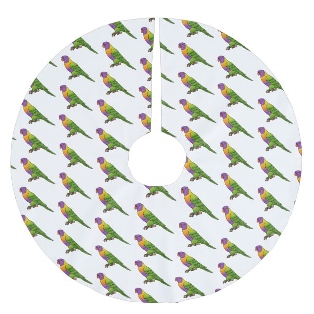 Regnbågslorikit fågel tecknad illustration  julgransmatta borstad polyester (Framsidan)