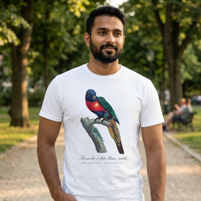Regnbågslorikit hane, Trichoglossus Moluccanus T Shirt (Rainbow Lorikeet Male, Trichoglossus Moluccanus. Men Basic White T-Shirt)