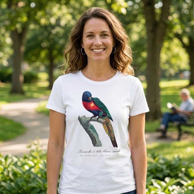 Regnbågslorikit hane, Trichoglossus Moluccanus T Shirt (Rainbow Lorikeet Male, Trichoglossus Moluccanus. Women Basic White T-Shirt)