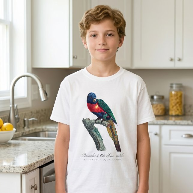 Regnbågslorikit hane, Trichoglossus Moluccanus T Shirt (Rainbow Lorikeet Male, Trichoglossus Moluccanus. Boy Basic White T-Shirt)