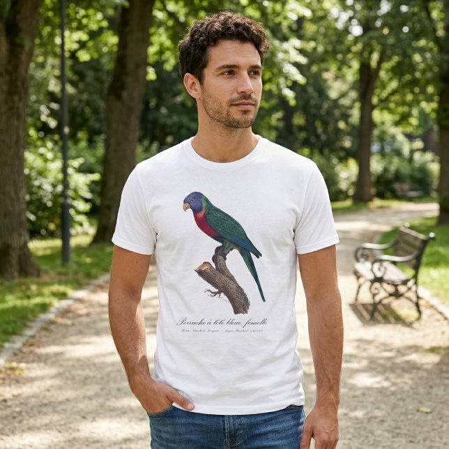 Regnbågslorikit hona, Trichoglossus moluccanus T Shirt (Perruche a tete bleue, femelle / Rainbow lorikeet, female. Men Basic White T-Shirt)