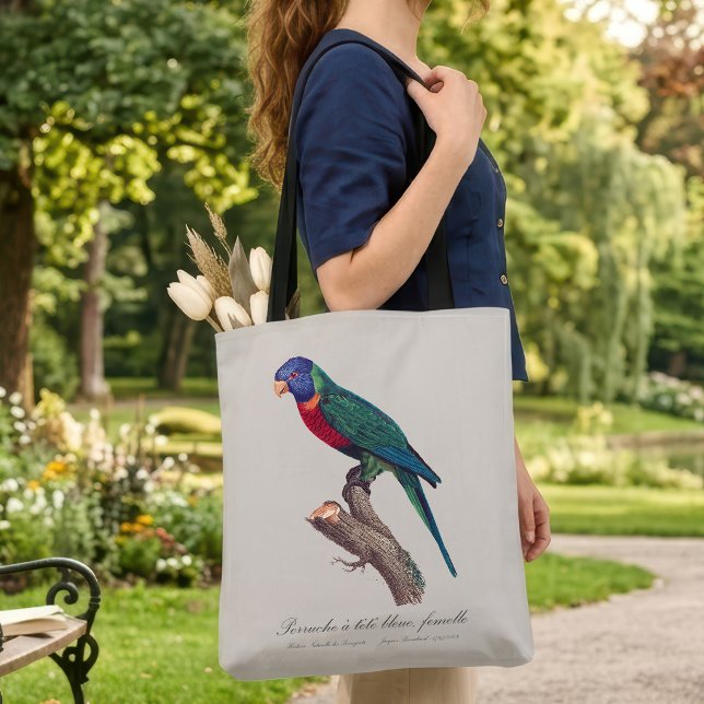 Regnbågslorikit hona, Trichoglossus moluccanus Tygkasse (Perruche a tete bleue, femelle / Rainbow lorikeet, female. Tote Bag)