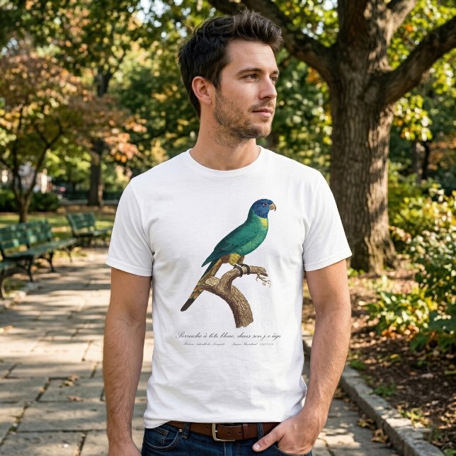 Regnbågslorikit juvenil Trichoglossus moluccanus T Shirt (Perruche a tete bleue / Rainbow lorikeet, juvenile. Men Basic White T-Shirt)