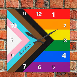 Regnbågsluss, Progress Rainbow Flagga, LGBTQ /Prid Fyrkantig Klocka