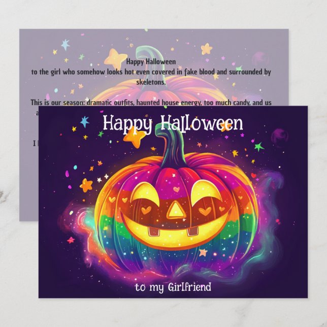 🌈🎃Regnbågslykt Pumpa-kort Inbjudningar (Fram/baksida)