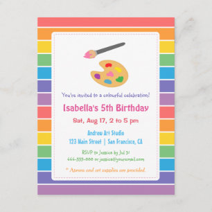 Regnbågsmålning - hantverk i Barns födelsedag Part Inbjudningar