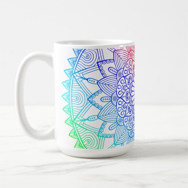 Regnbågsmandala Kaffemugg (Vänster)