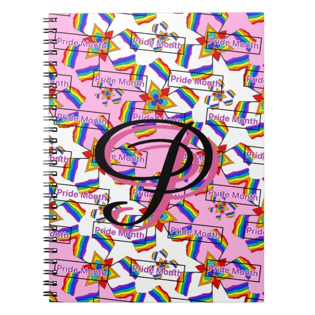 Regnbågsmandala Pride-monogram - Levande geometris Anteckningsbok (Framsidan)