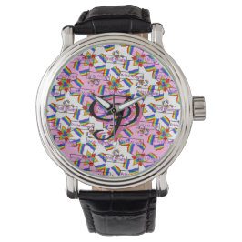 Regnbågsmandala Pride-monogram - Levande geometris Armbandsur