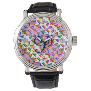 Regnbågsmandala Pride-monogram - Levande geometris Armbandsur