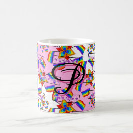 Regnbågsmandala Pride-monogram - Levande geometris Kaffemugg