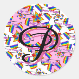 Regnbågsmandala Pride-monogram - Levande geometris Runt Klistermärke