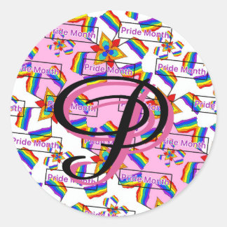 Regnbågsmandala Pride-monogram - Levande geometris Runt Klistermärke