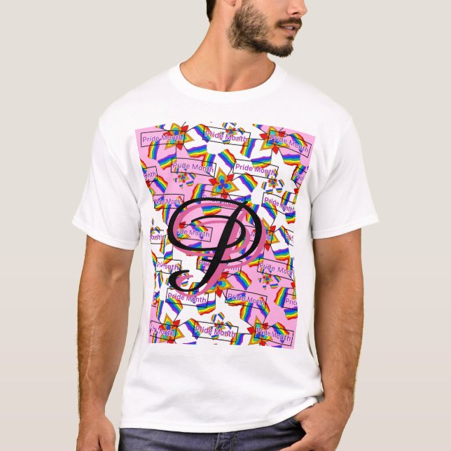 Regnbågsmandala Pride-monogram - Levande geometris T Shirt (Framsida)