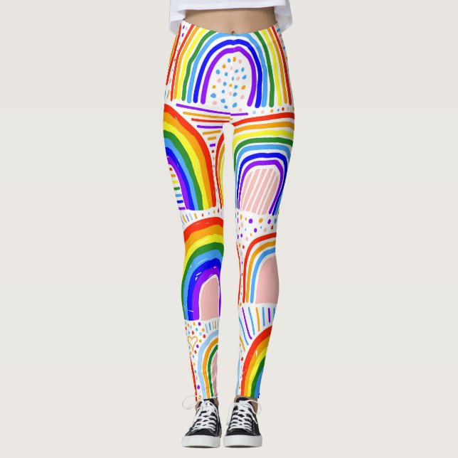Regnbågsmarkör Illustration: Barnsömlös pat Leggings (Framsida)